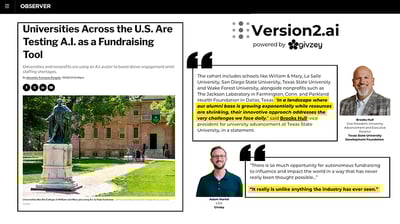 Givzey's Innovative Autonomous AI Fundraiser and Texas State University Featured in the Observer
